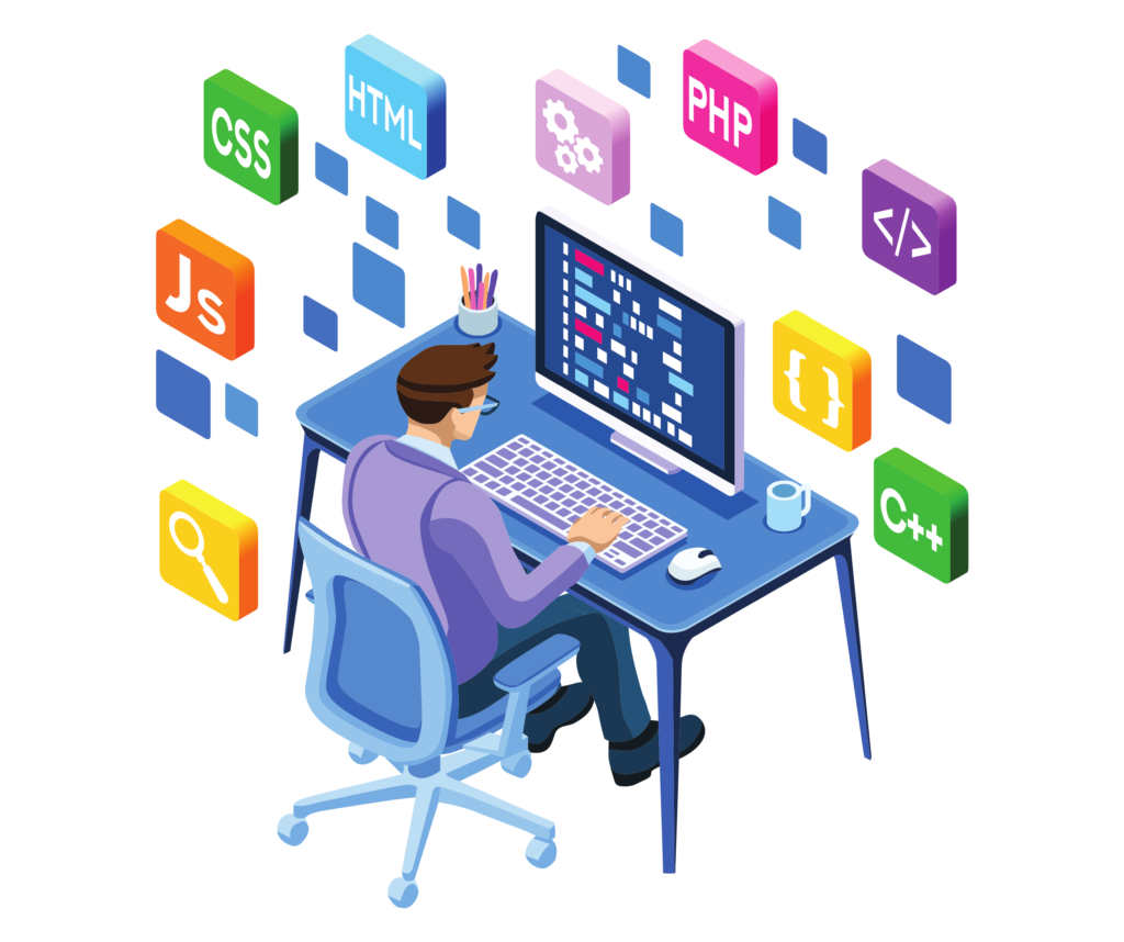 WordPress and Laravel website development illustration